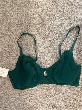 Auden Sheer Underwire Bra in Deep Teal green 36d nwt